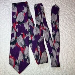 Vintage Grendier silk tie, abstract pattern, purple, red, grey